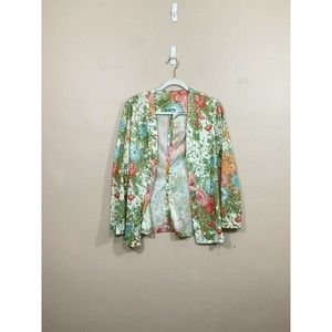 VTG Womens Floral Open Front Cardigan 14 Roses 70s Cottagecore Prairiecore Femme